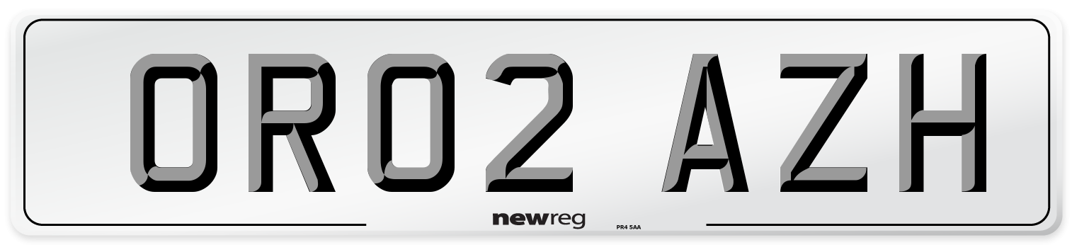 OR02 AZH Number Plate from New Reg